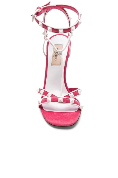 Shop Valentino Free Rockstud Ankle Strap Sandals In Pink