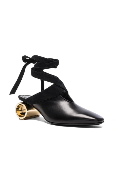 Shop Jw Anderson Cylinder Heel Leather Ballet Shoes In Black