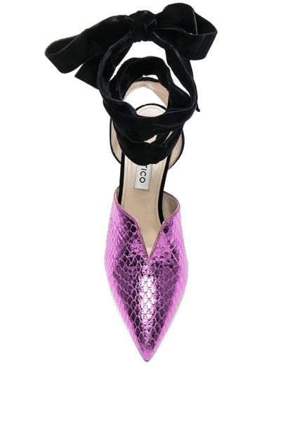 Shop Attico Snakeskin Embossed Olivia Heels In Metallics,pink,animal Print