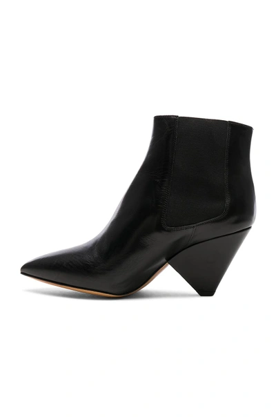 Shop Isabel Marant Leather Lashby Low Boots In Black