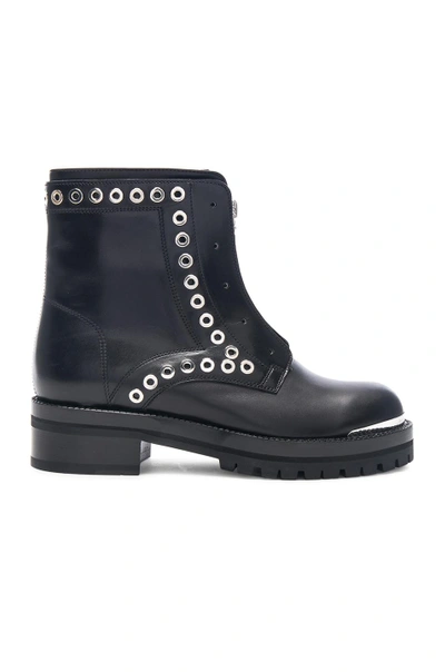 Shop Alexander Mcqueen Eyelet Zip Up Leather Boots In Black