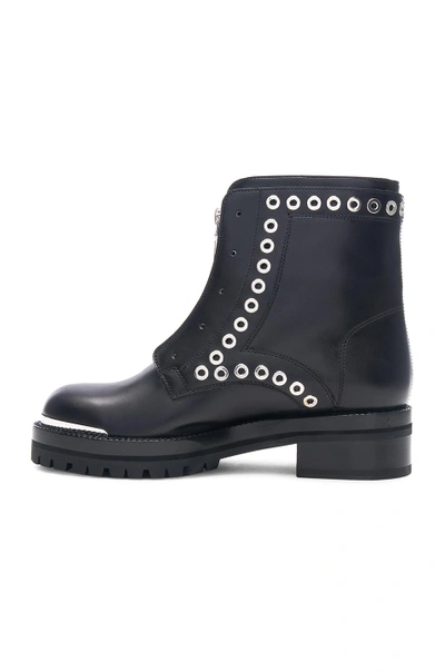 Shop Alexander Mcqueen Eyelet Zip Up Leather Boots In Black