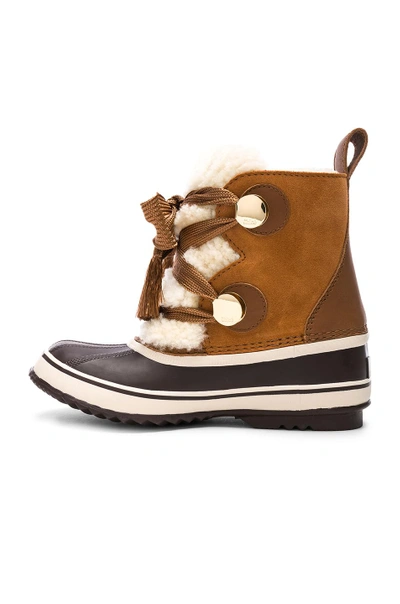 Shop Chloé Chloe X Sorel Shearling & Suede Hiking Boots In Brown