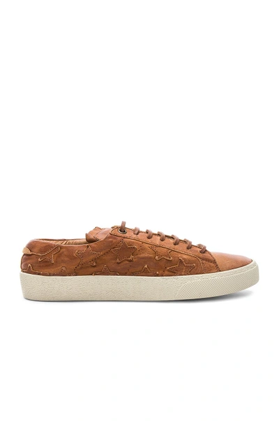 Shop Saint Laurent Leather Court Classic Star Sneakers In Brown