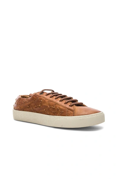 Shop Saint Laurent Leather Court Classic Star Sneakers In Brown