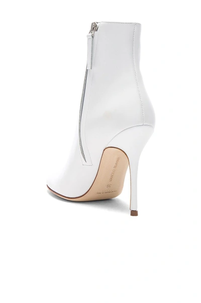 Shop Manolo Blahnik Leather Insopo 105 Booties In White