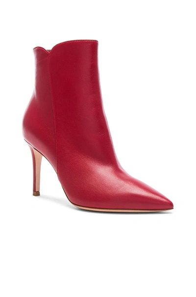 Shop Gianvito Rossi Nappa Leather Levy Ankle Boots In Tabasco Red