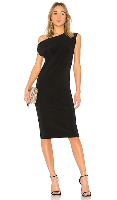 Norma Kamali Short-sleeve Drop-shoulder Midi Dress In Black