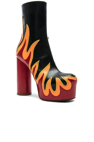 Shop Vetements Flame Leather Platform Boots In Black