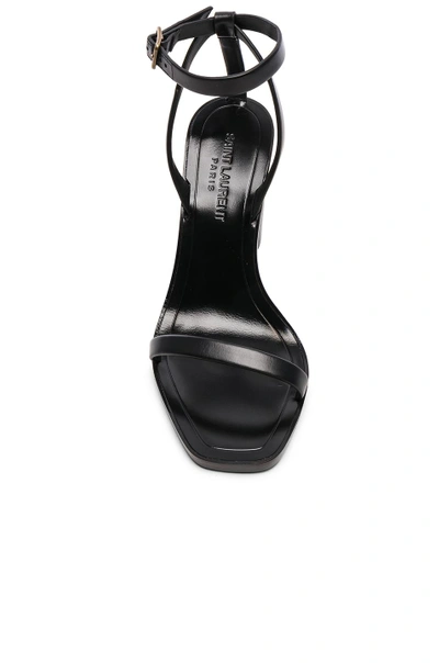 Shop Saint Laurent Leather Loulou Ankle Strap Sandals In Black