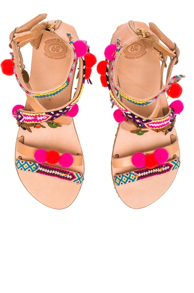 Shop Elina Linardaki Leather Gipsy Spell Sandals In Neutrals,neon