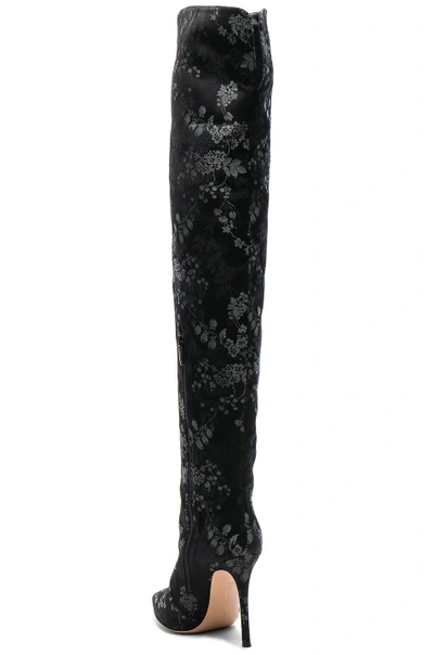 Shop Gianvito Rossi Embroidered Silk Rennes Thigh High Boots In Black,floral