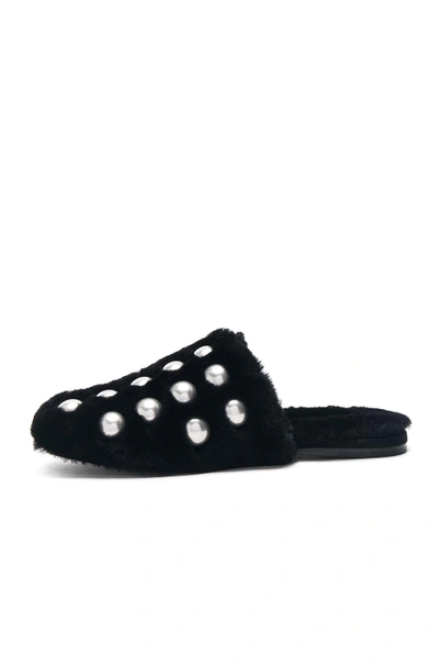 Shop Alexander Wang Amelia Lamb Shearling Slides In Black