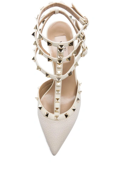 Shop Valentino Rockstud Leather Slingbacks T.65 In White