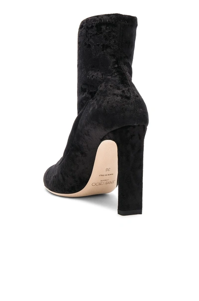 Shop Jimmy Choo Louella 100 Crushed Velvet Boots In Black