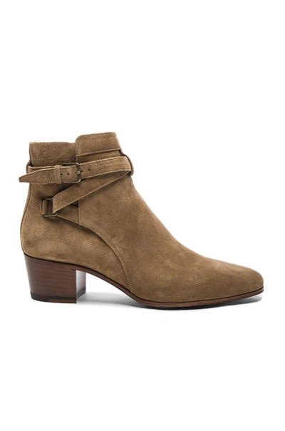 Shop Saint Laurent Suede Blake Boots In Neutrals