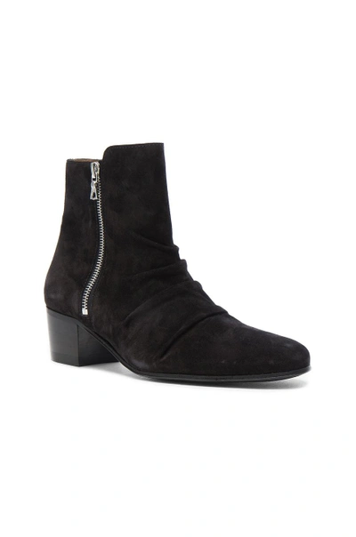 Shop Amiri Suede Stack Boots In Black