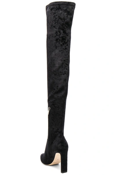 Shop Jimmy Choo Crushed Stretch Velvet Lorraine Boots In Black