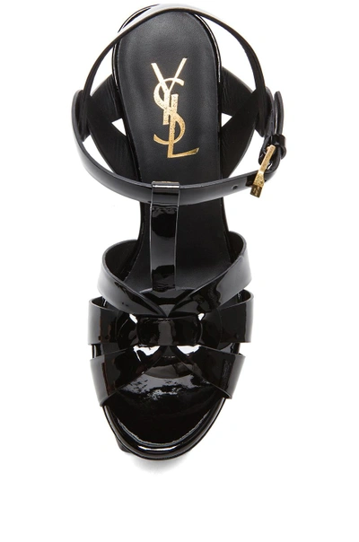 Shop Saint Laurent Tribute Patent Leather Platform Sandals In Black