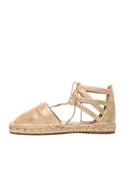 Shop Aquazzura Belgravia Flat Suede Espadrilles In Metallics