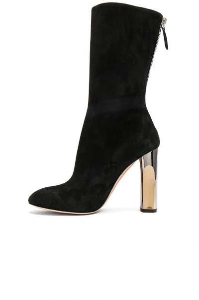 Shop Alexander Mcqueen Cashmere Suede Tall Heeled Boots In Black