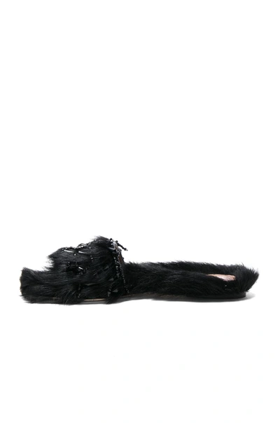Shop Alberta Ferretti Sheep Fur Mules In Black