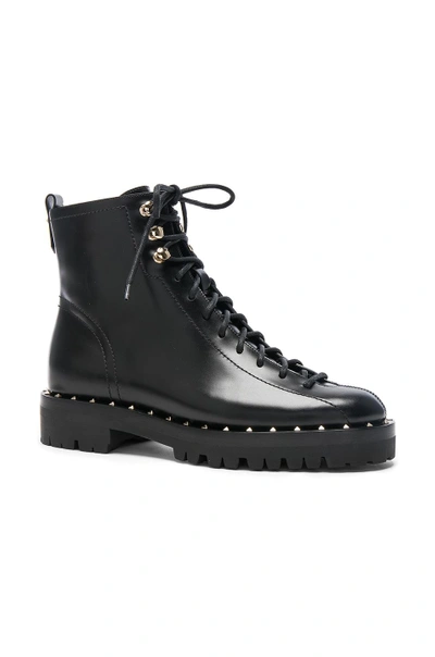 Shop Valentino Leather Soul Rockstud Combat Boots In Black