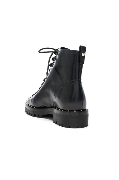 Shop Valentino Leather Soul Rockstud Combat Boots In Black