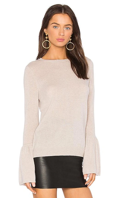 Shop Autumn Cashmere Crew Long Sleeve Sweater In Brown. In Bone