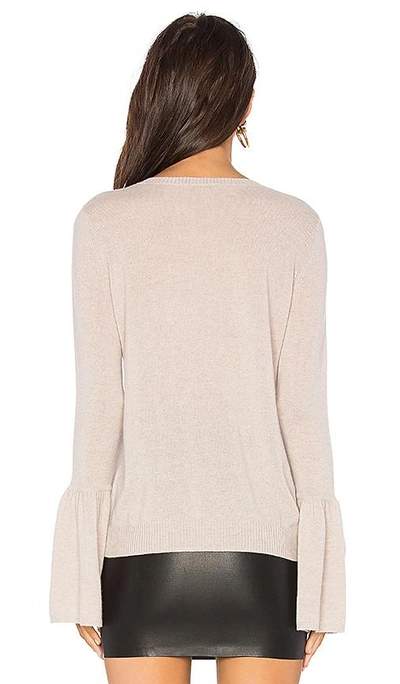 Shop Autumn Cashmere Crew Long Sleeve Sweater In Brown. In Bone