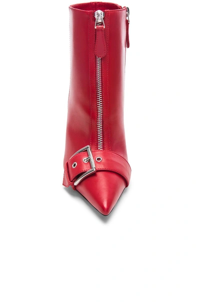 Shop Alexander Mcqueen Zip Front Leather Booties In Red