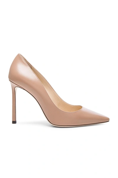 Shop Jimmy Choo Romy 100 Leather Pumps In Neutrals
