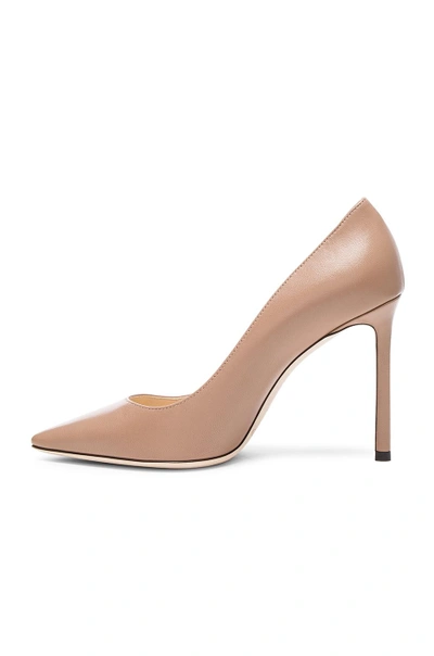 Shop Jimmy Choo Romy 100 Leather Pumps In Neutrals