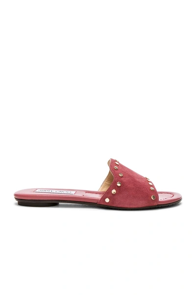 Shop Jimmy Choo Suede Nanda Flats With Studs In Pink