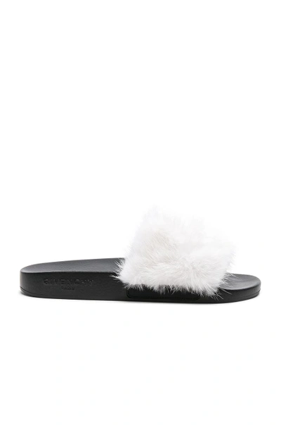 Shop Givenchy Mink Fur Slides In White