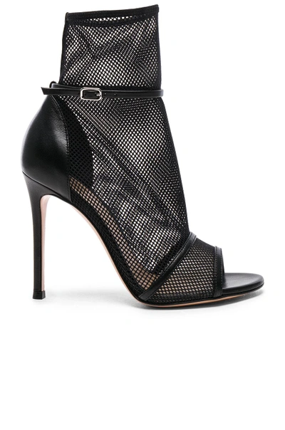 Shop Gianvito Rossi Leather & Mesh Idol Heels In Black