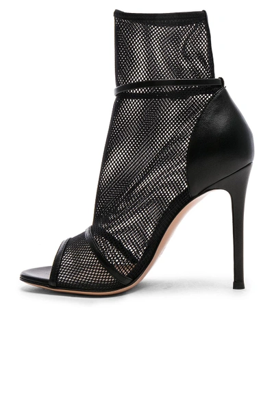 Shop Gianvito Rossi Leather & Mesh Idol Heels In Black