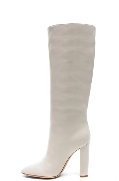 Shop Gianvito Rossi Leather Laura Knee High Boots In White