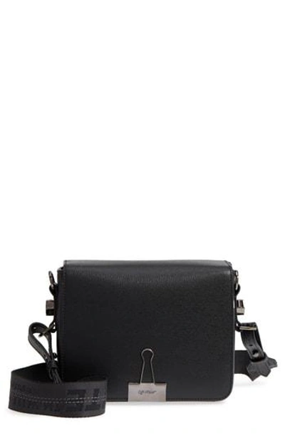 Off-White Black Grained Leather Sculpture Binder Clip Crossbody