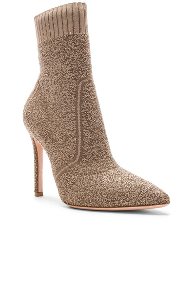 Shop Gianvito Rossi Boucle Knit Katie Ankle Booties In Brown