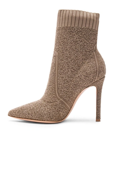 Shop Gianvito Rossi Boucle Knit Katie Ankle Booties In Brown