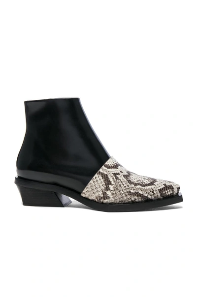 Shop Proenza Schouler Leather & Snakeskin Ankle Boots In Black,animal Print