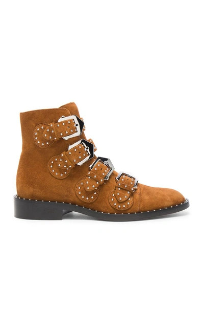 Shop Givenchy Elegant Studded Suede Ankle Boots In Brown