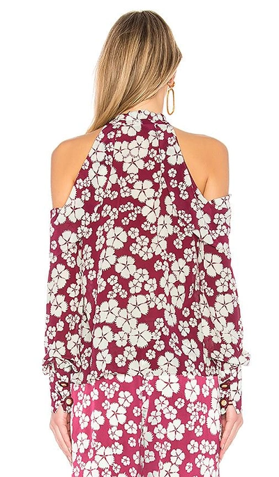 Shop Alexis Paloma Tie Neck Blouse In Burgundy