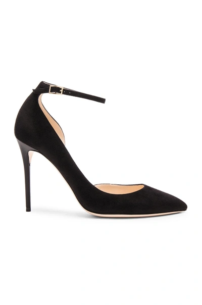 Jimmy Choo Lucy 100 Black Suede Pointy Toe Pumps | ModeSens