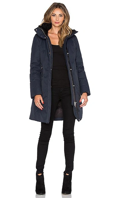 Shop Mackage Kerry Jacket With Asiatic Raccoon Fur And Sheepskin In Navy