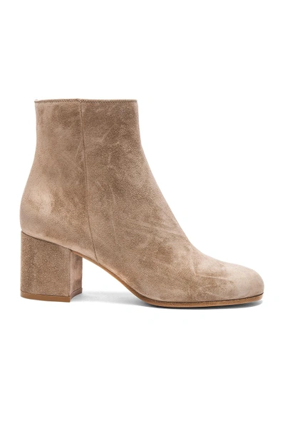 Shop Gianvito Rossi Suede Margaux Booties In Neutrals