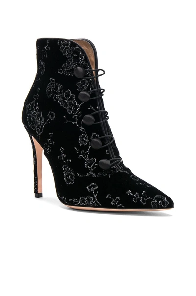 Shop Gianvito Rossi Embroidered Silk & Crepe Satin Empress Velvet Booties In Black,floral