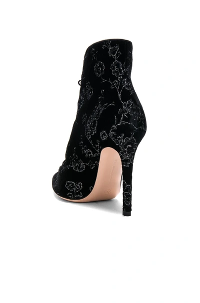 Shop Gianvito Rossi Embroidered Silk & Crepe Satin Empress Velvet Booties In Black,floral