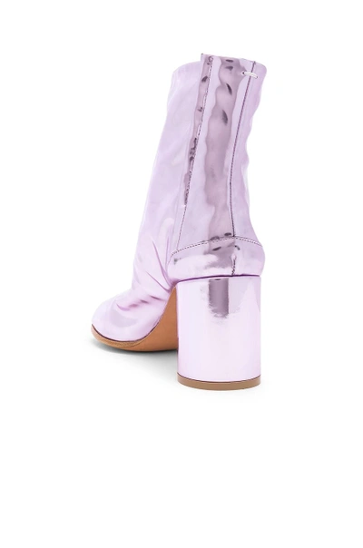 Shop Maison Margiela Leather Tabi Boots In Pink,metallics